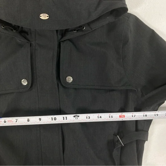 ATHLETA Midtown Rain Trench Coat Hooded | Dark Gray | Women’s Size M Waterproof - Picture 7 of 16